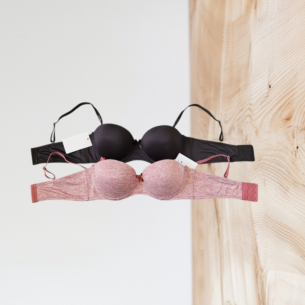 French Affair Chic Black and Pink Women's Bra Set